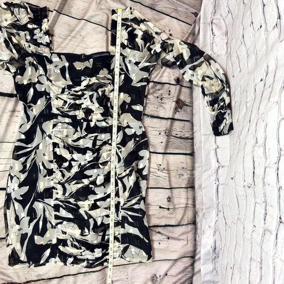 FRENCH CONNECTION - Ally Dinah Ruched Clipped Chiffon Dress - Size 12 - Picture 6 of 11